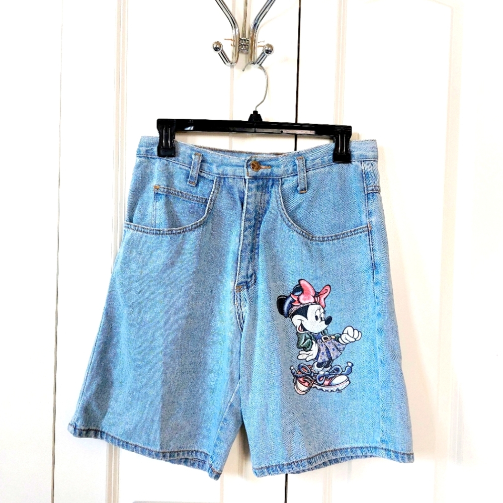 Y2k 90s Jerry Leigh Minnie Mouse Denim "Mom" Shorts size Medium Disney Vintage - Picture 2 of 11